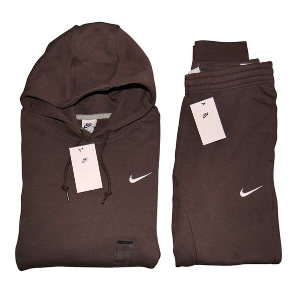 nike swoosh oversized brown tracksuit